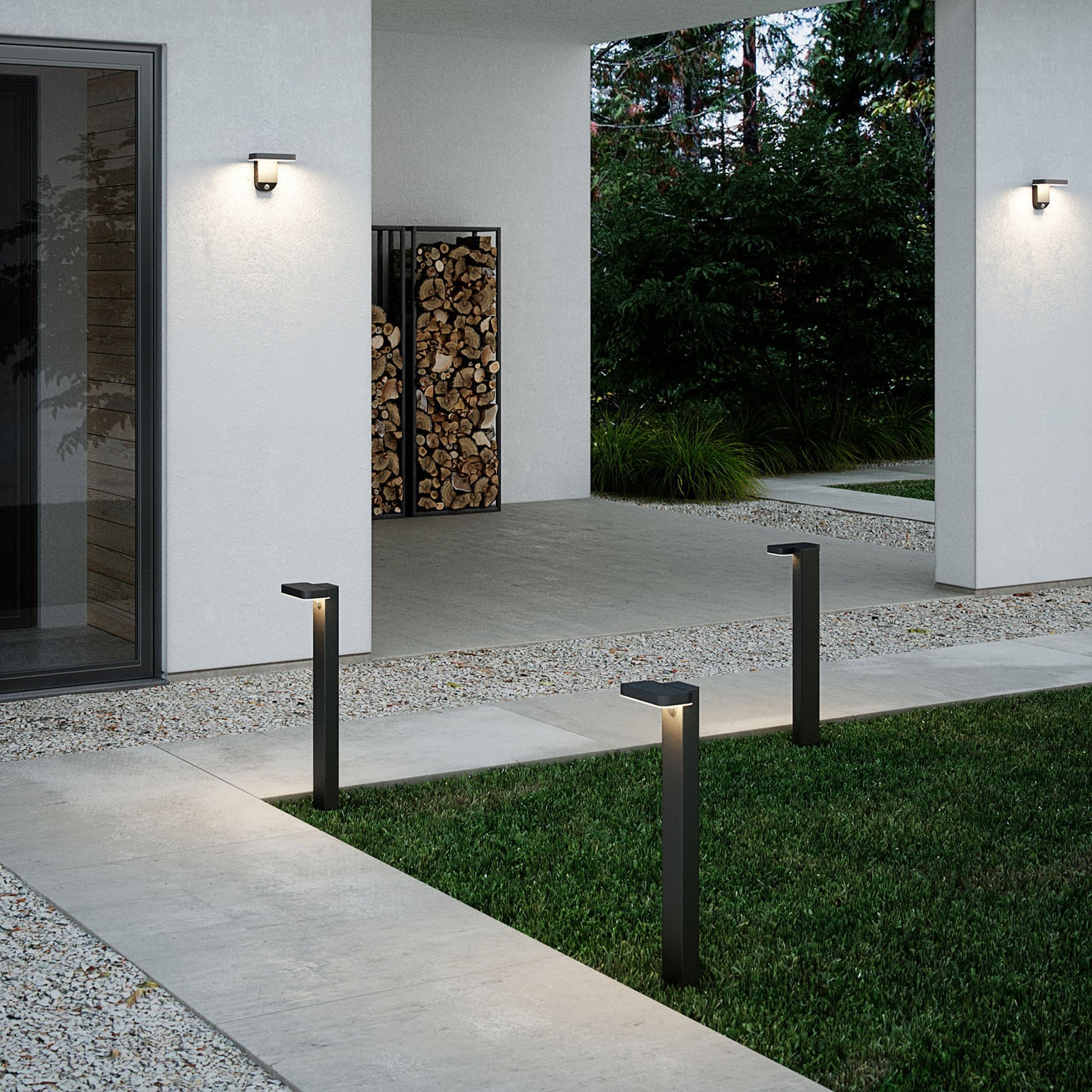 LED solcellevegglampe Rica Square med bevegelsessensor bakside