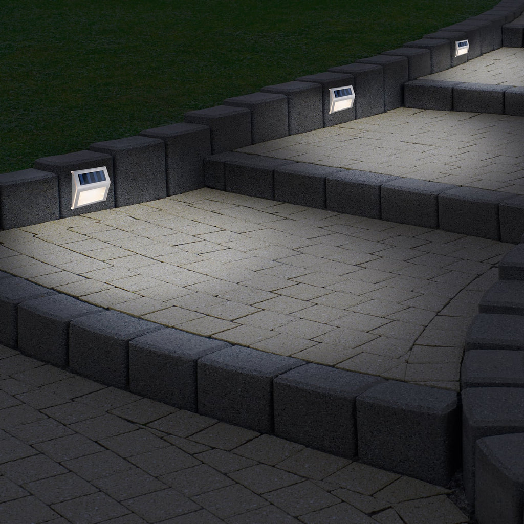 LED solcellevegglampe rustfritt stål 4-pack IP44 - Näve forfra