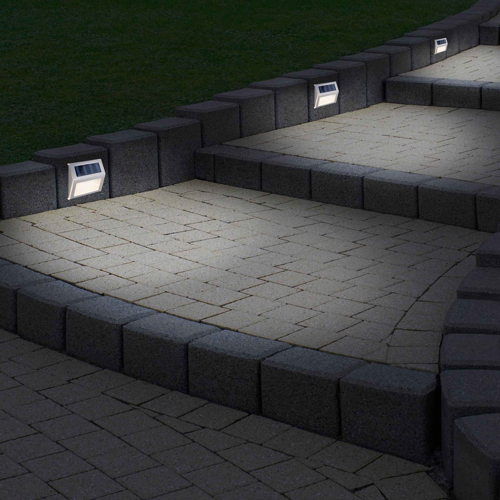 LED solcellevegglampe rustfritt stål 4-pack IP44 - Näve forfra