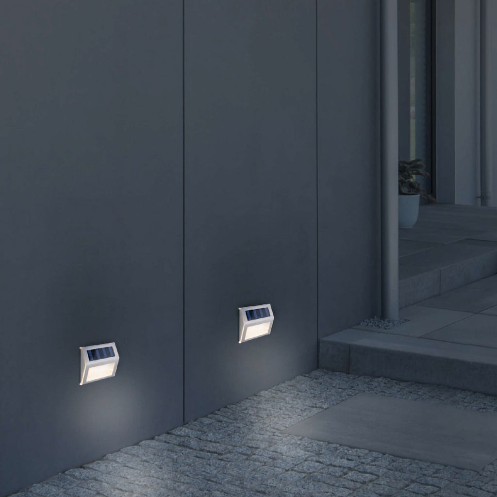 LED solcellevegglampe rustfritt stål 4-pack IP44 - Näve bakside