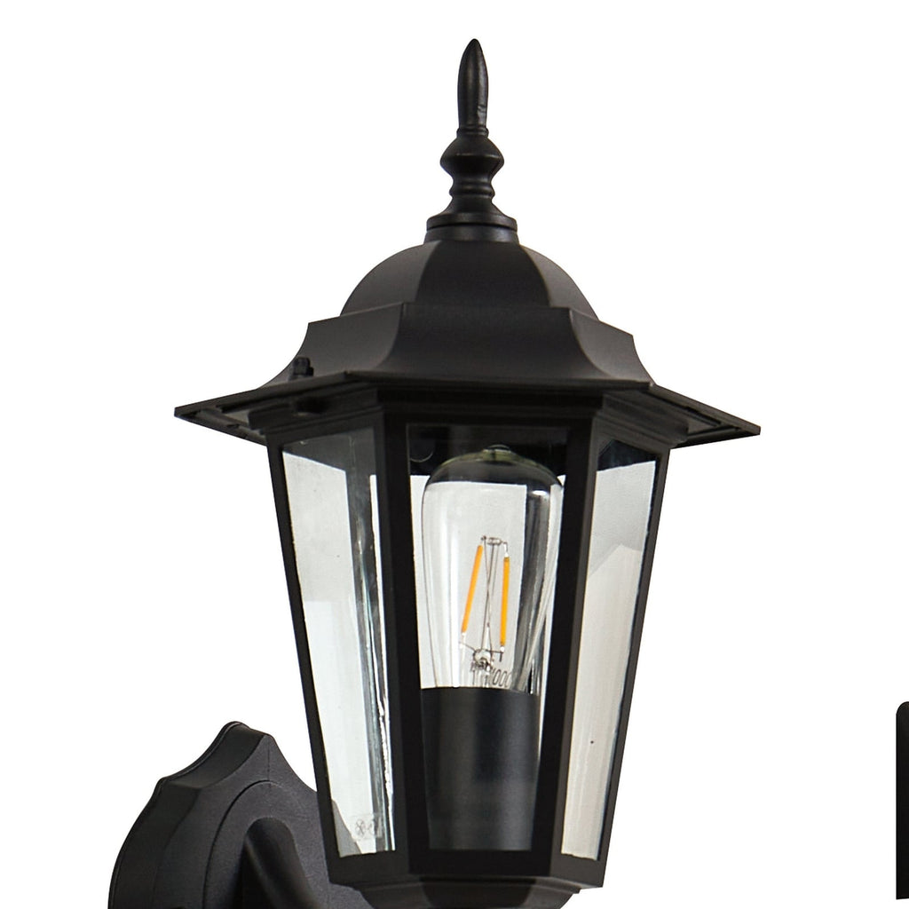 LED solcellevegglampe Sayata lanterne svart aluminium IP44 lys i mørket
