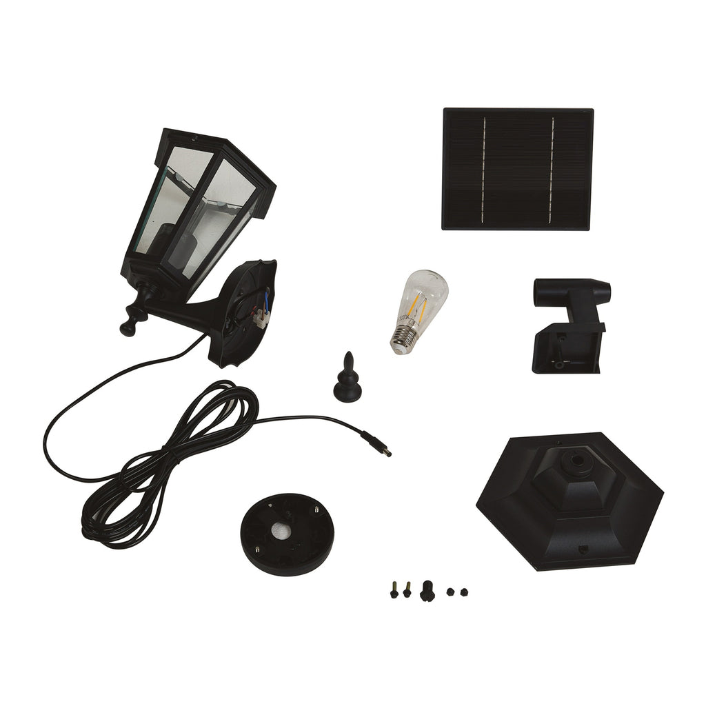 LED solcellevegglampe Sayata lanterne svart aluminium IP44 lysdetalj