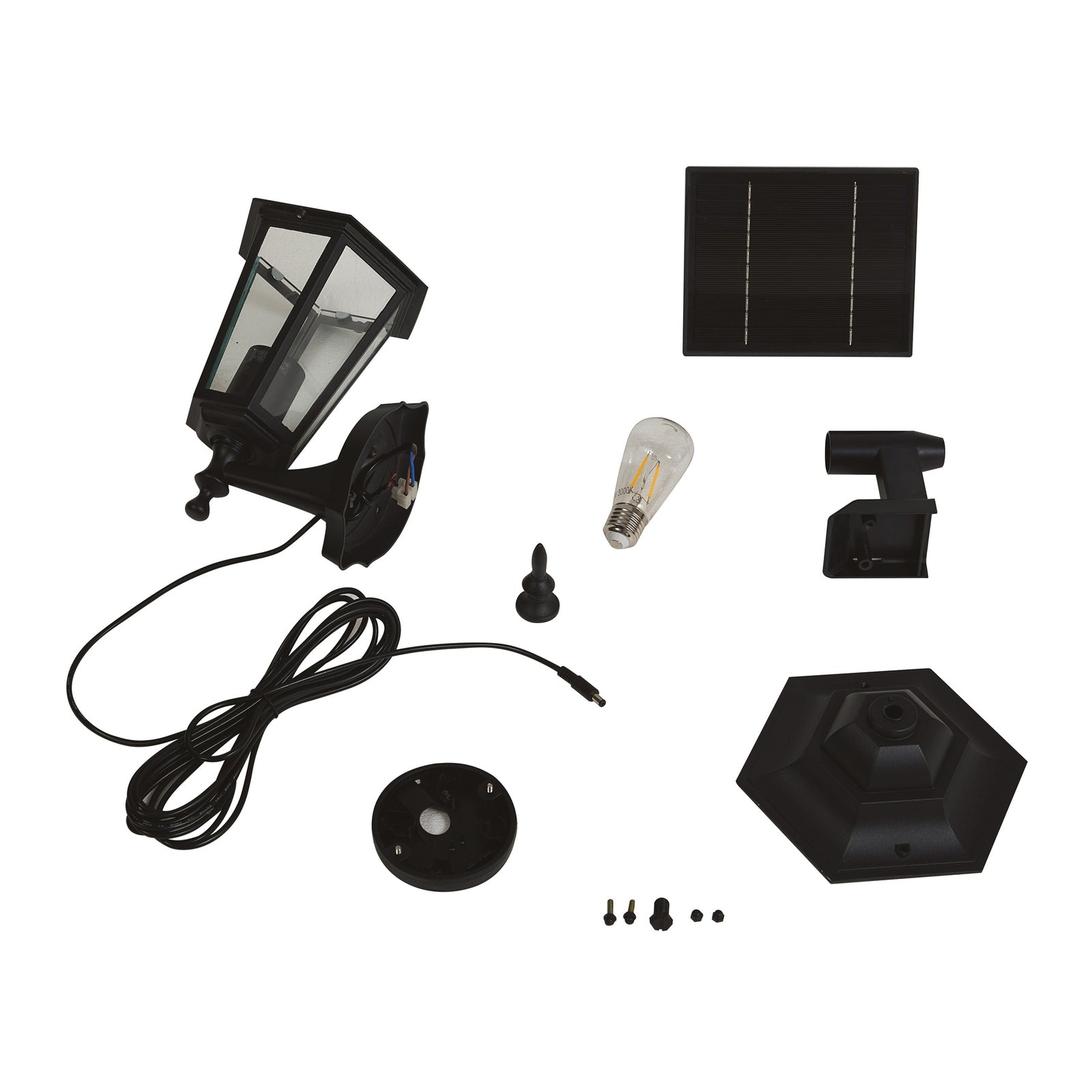 LED solcellevegglampe Sayata lanterne svart aluminium IP44 lysdetalj