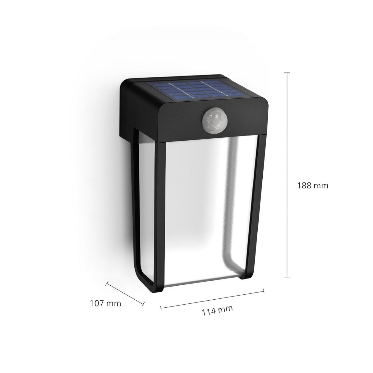 LED solcellevegglampe Shroud med bevegelsessensor svart bakside