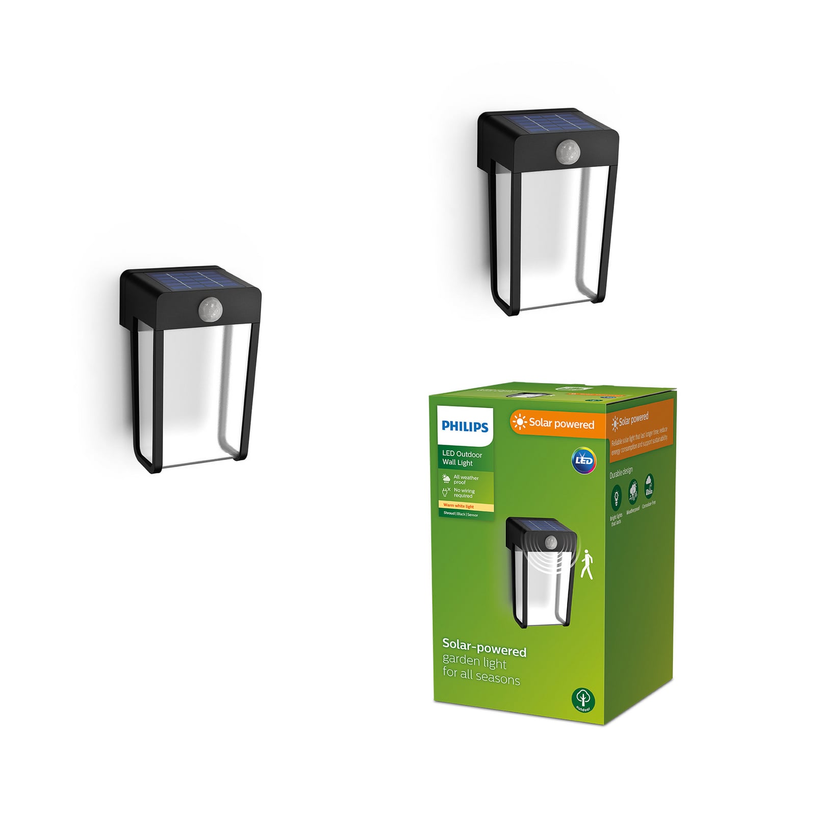 LED solcellevegglampe Shroud svart/klar i bruk