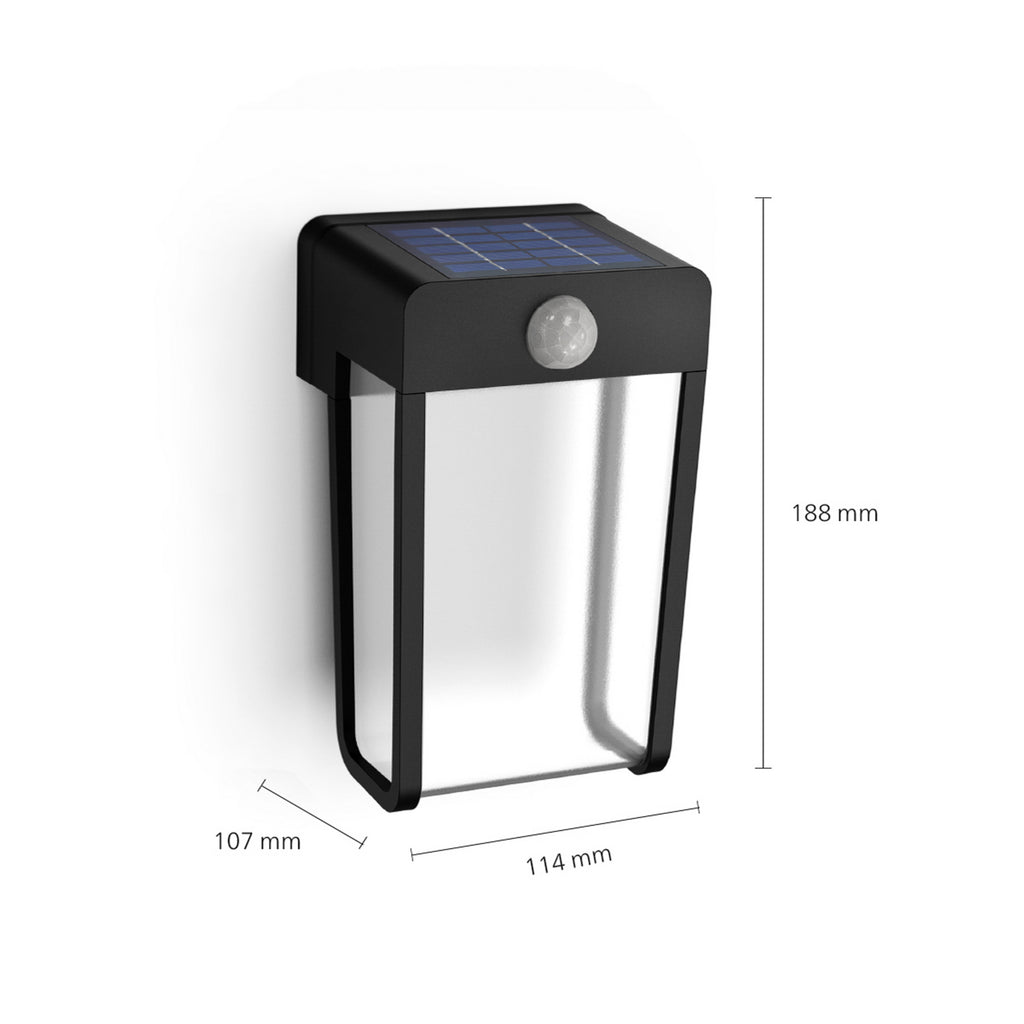 Montert LED solcellevegglampe Shroud svart/klar utendørs