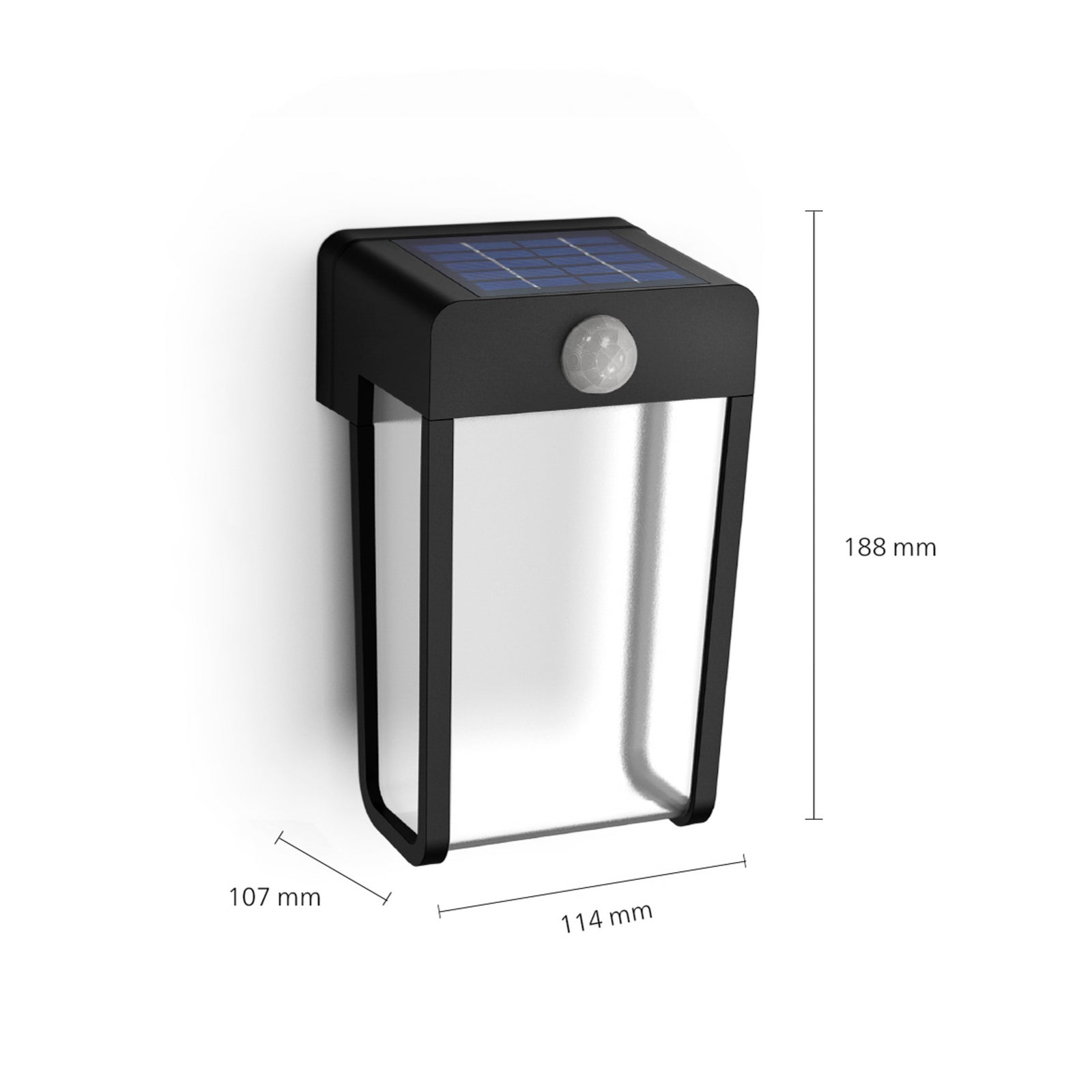 Montert LED solcellevegglampe Shroud svart/klar utendørs