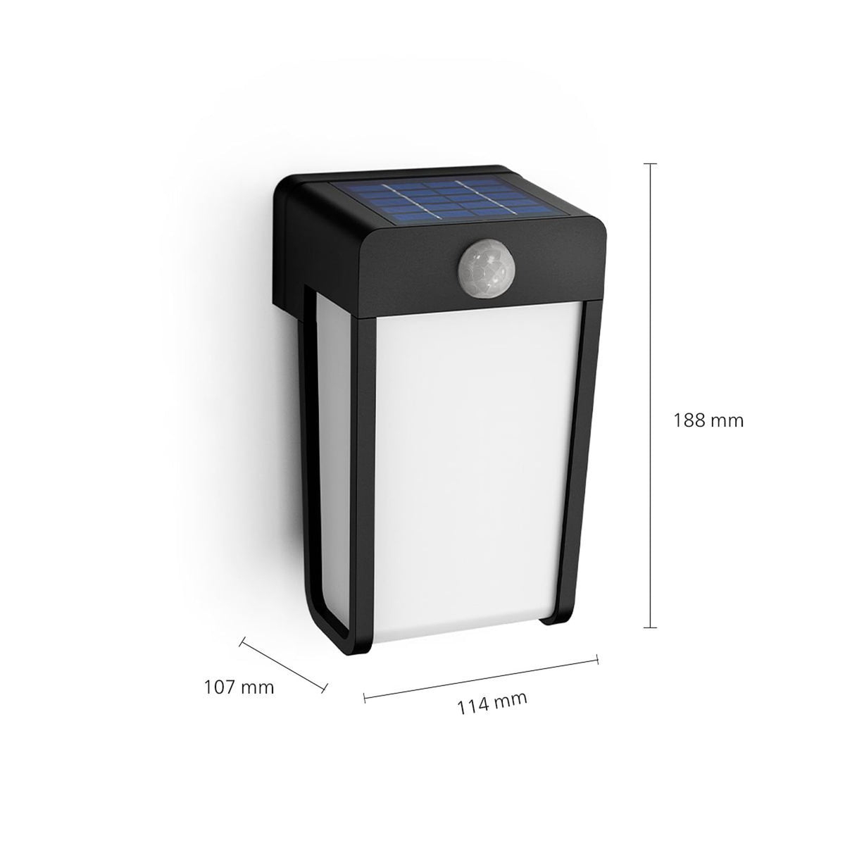 LED solcellevegglampe Shroud svart/opal sensor IP44 bakside