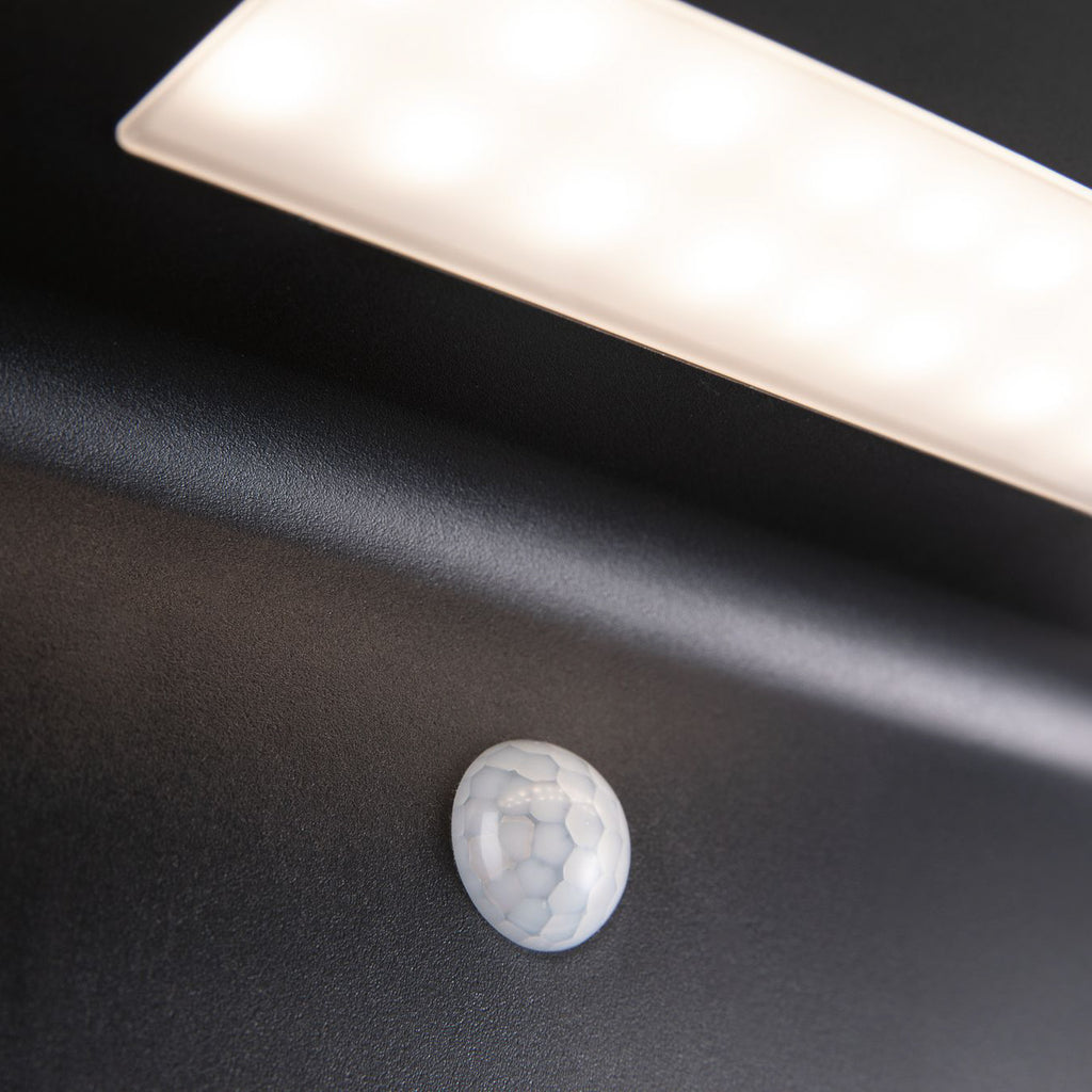 Oversikt av LED solcellevegglampe Solveig med bevegelsessensor IP44