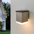 LED solcellevegglampe Tyson firkantet rustfritt stål IP44 forfra