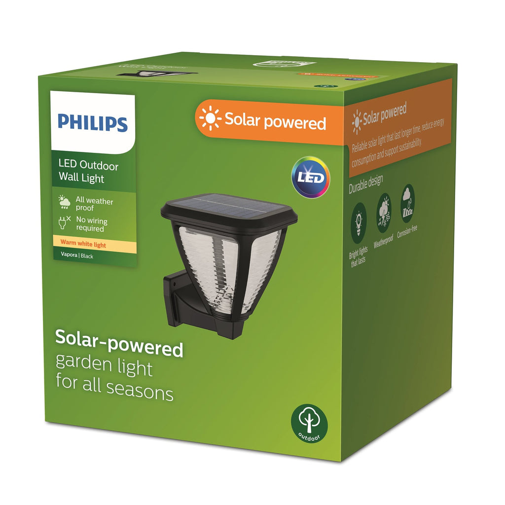 Detaljbilde av LED solcellevegglampe Vapora svart Philips
