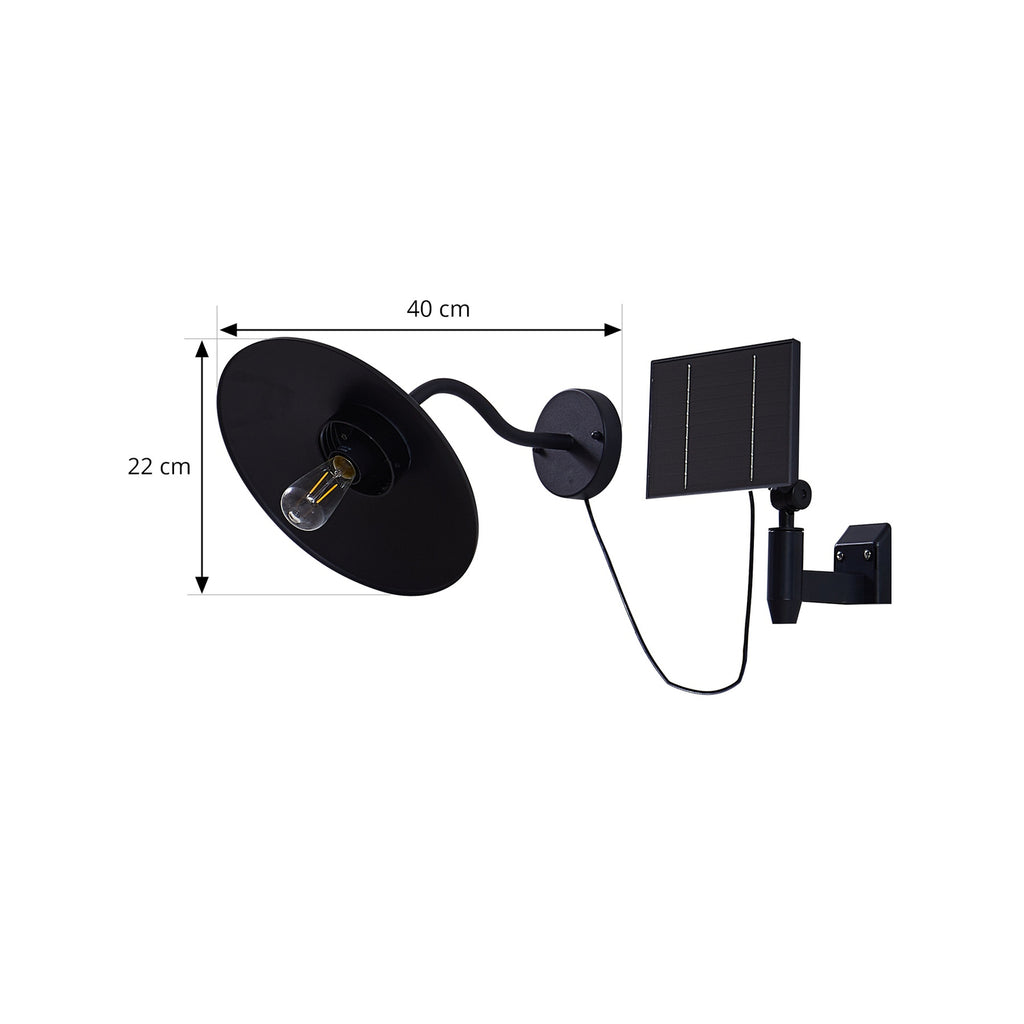 LED solcellevegglampe Virane svart aluminium IP44 montert utendørs