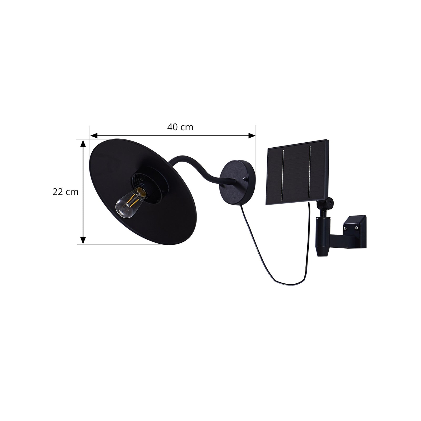 LED solcellevegglampe Virane svart aluminium IP44 montert utendørs