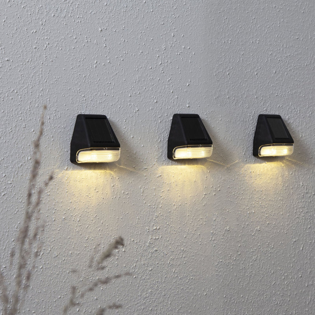 LED solcellevegglampe Wally Mini svart 3-pack forfra