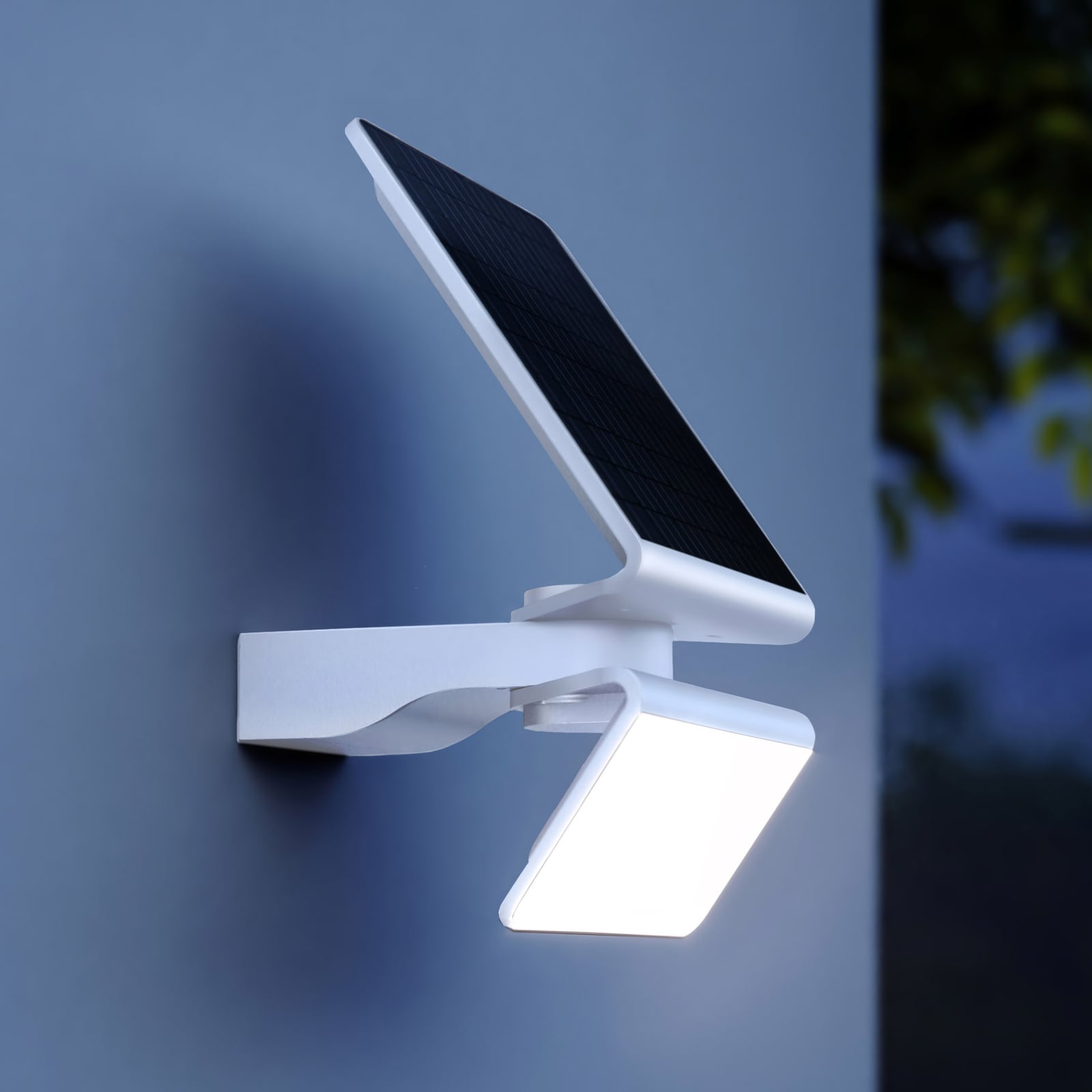 LED solcellevegglampe XSolar L-S One hvit dimbar IP44 forside