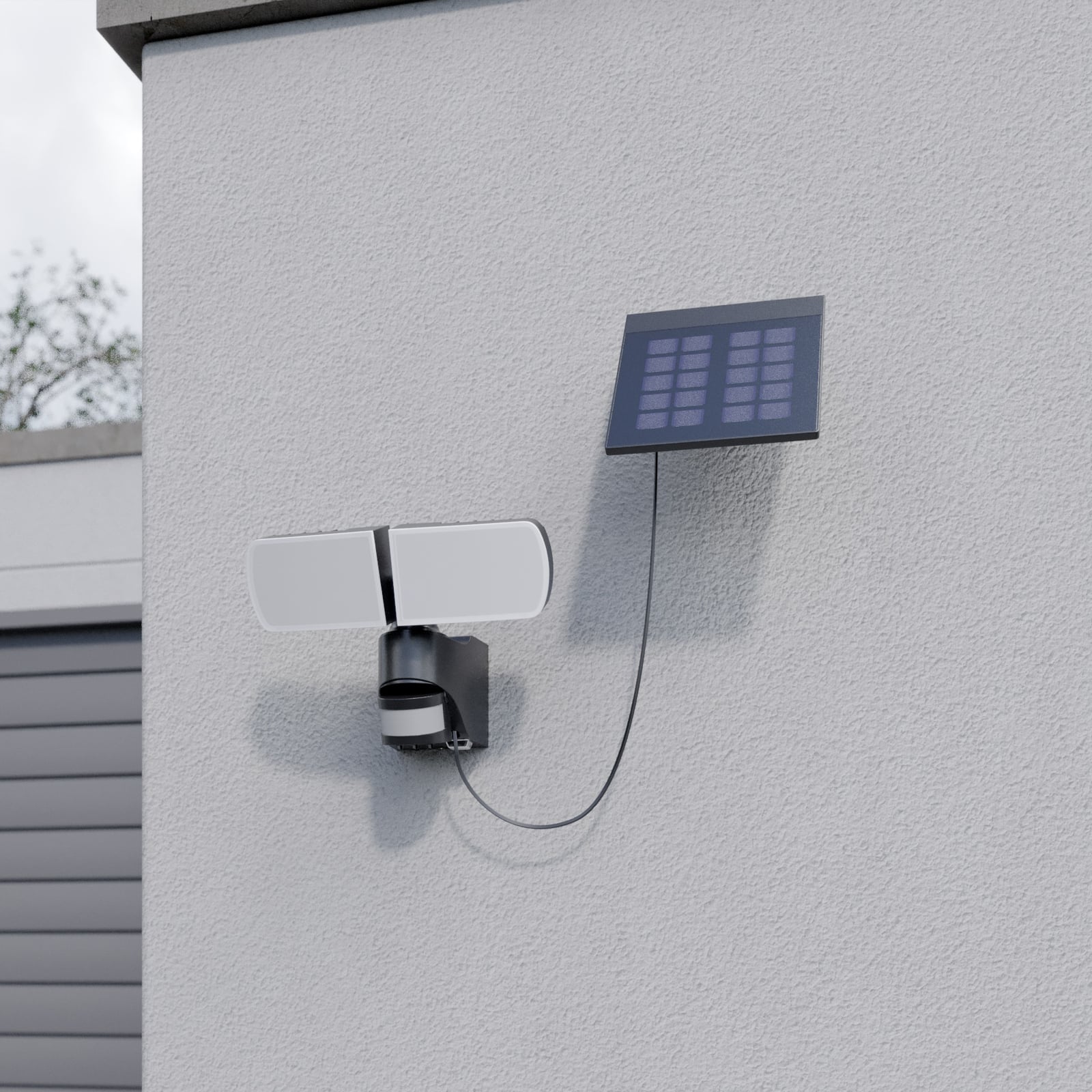 Detalj av LED solcelleveggspot Lissano med bevegelsessensor IP44