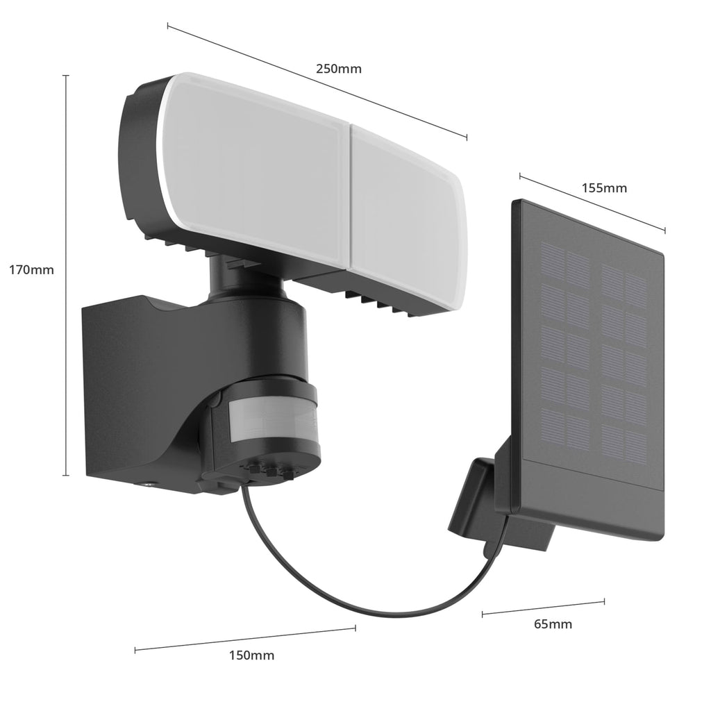 LED solcelleveggspot Lissano med bevegelsessensor IP44 solarpanel