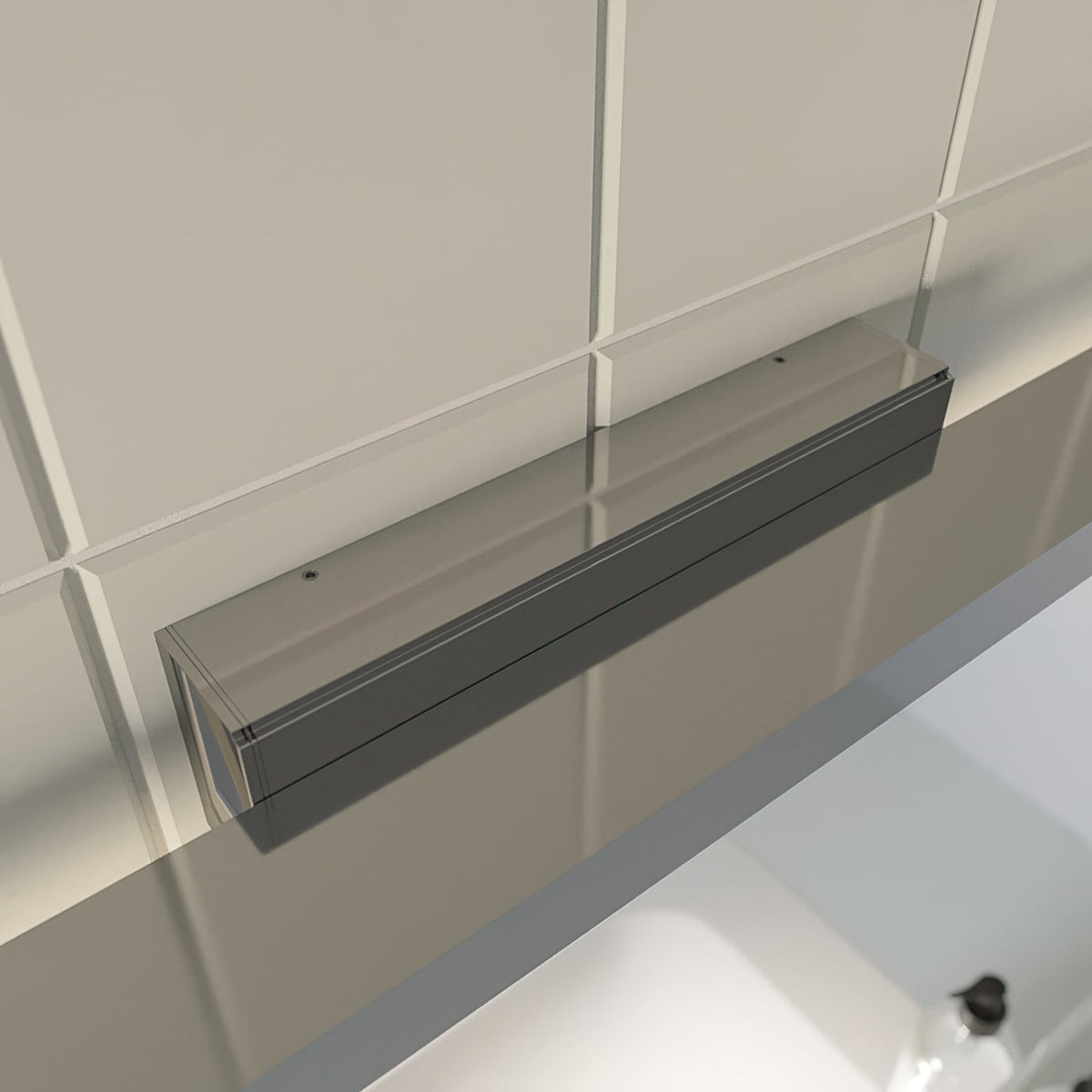 LED speillampe Alenia krom nærbilde av kromfinish