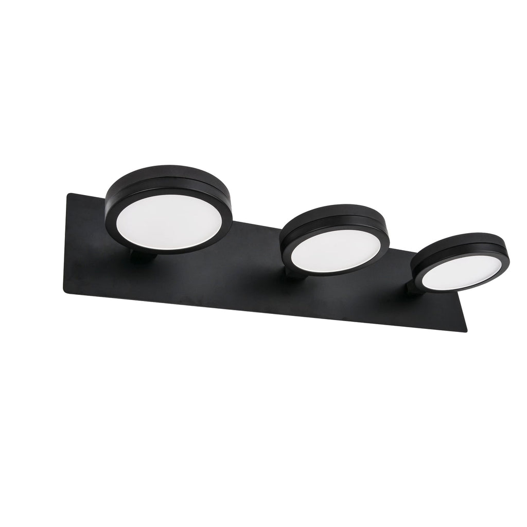 LED speillampe Aqua 3-lys svart stål 50 cm forfra