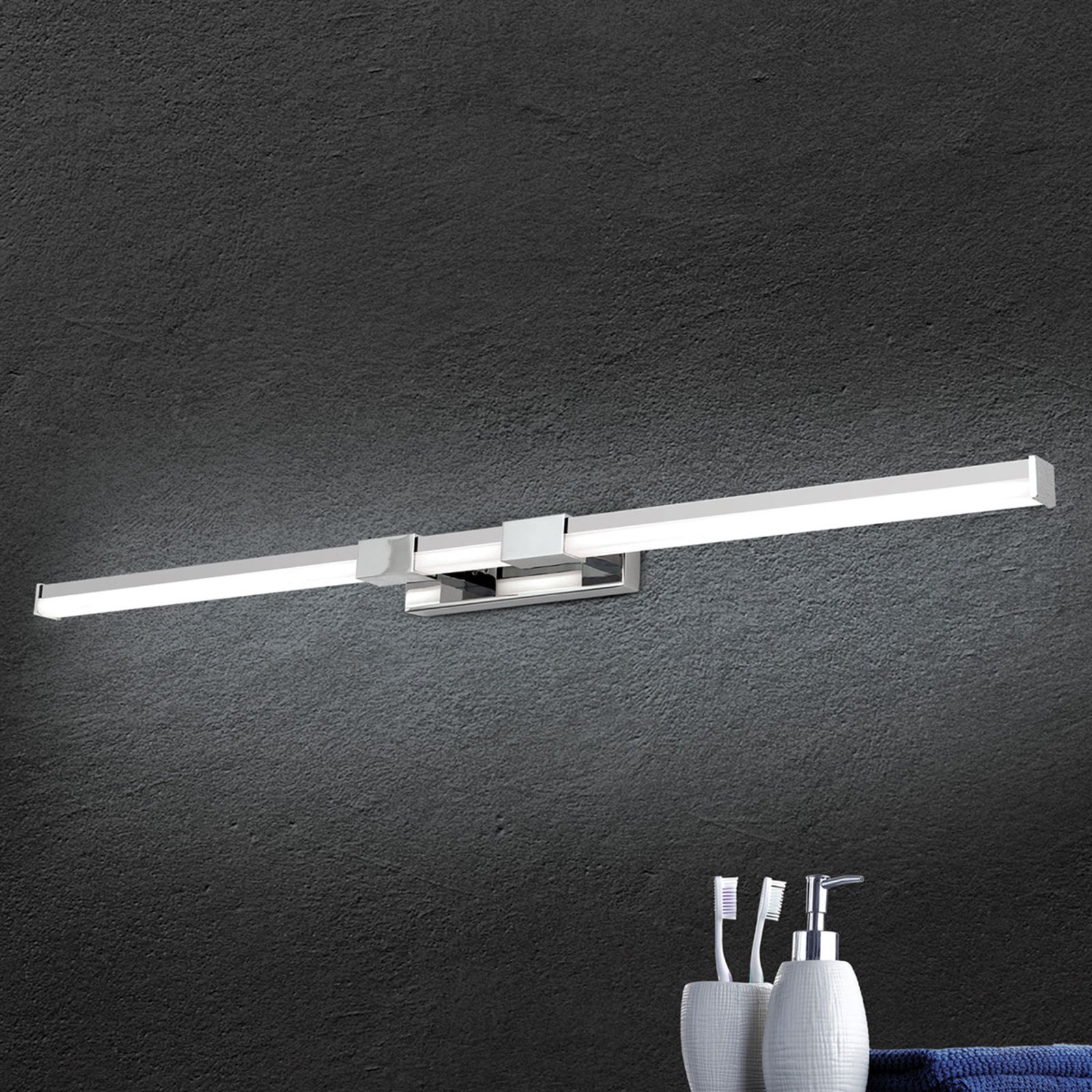 LED speillampe Argo krom/hvit 75,5 cm IP44 18W forfra