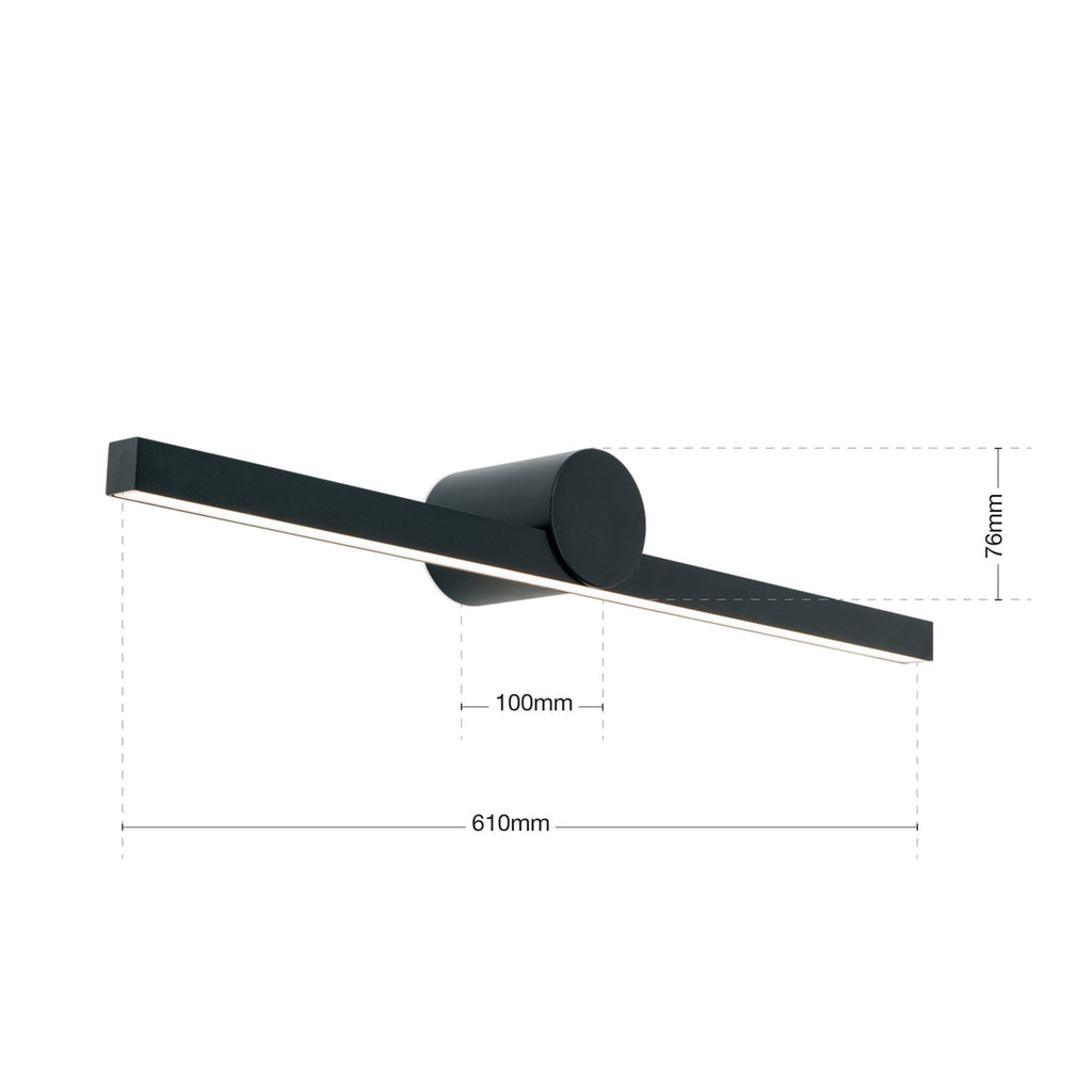 Nærbilde av LED speillampe Beauty aluminium svart 61 cm