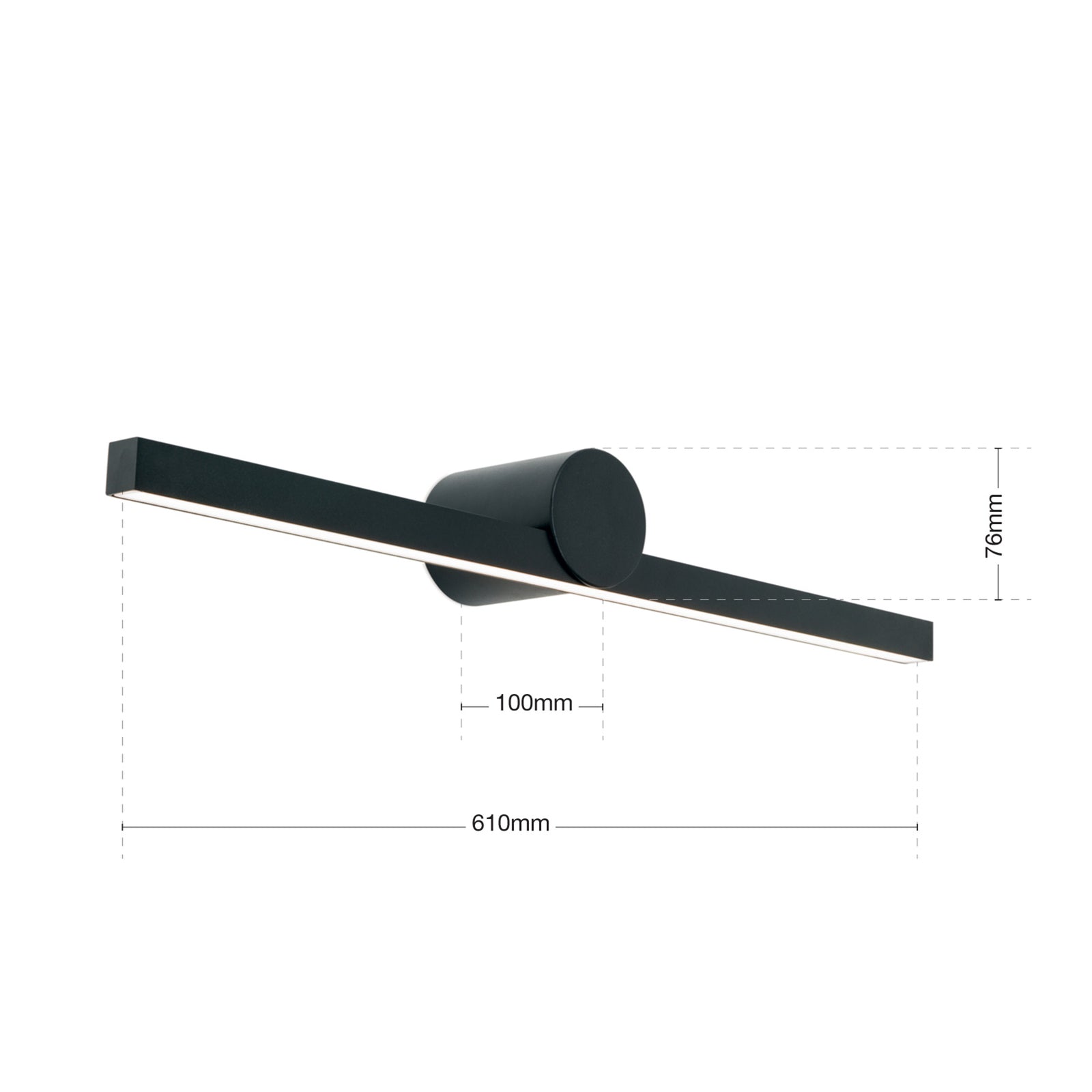 Nærbilde av LED speillampe Beauty aluminium svart 61 cm