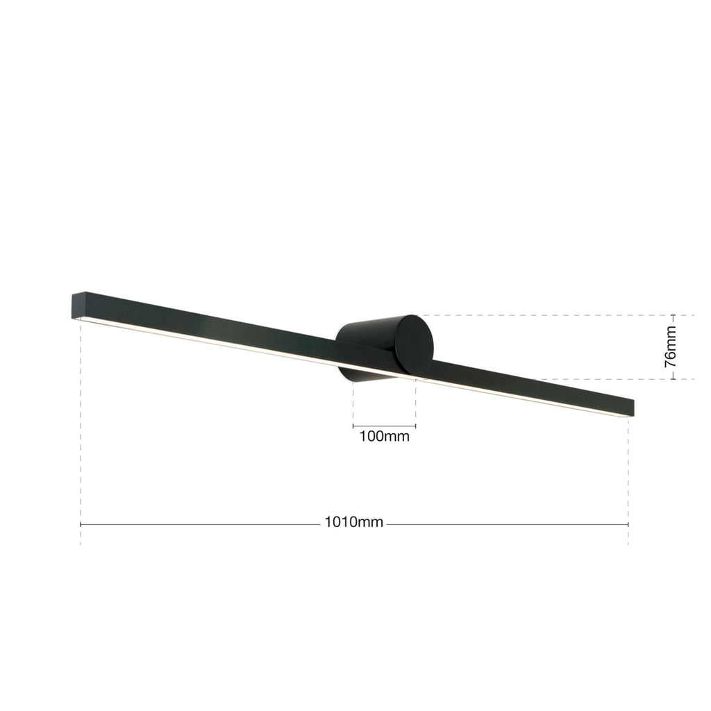 Montert LED speillampe Beauty svart aluminium 101 cm på bad