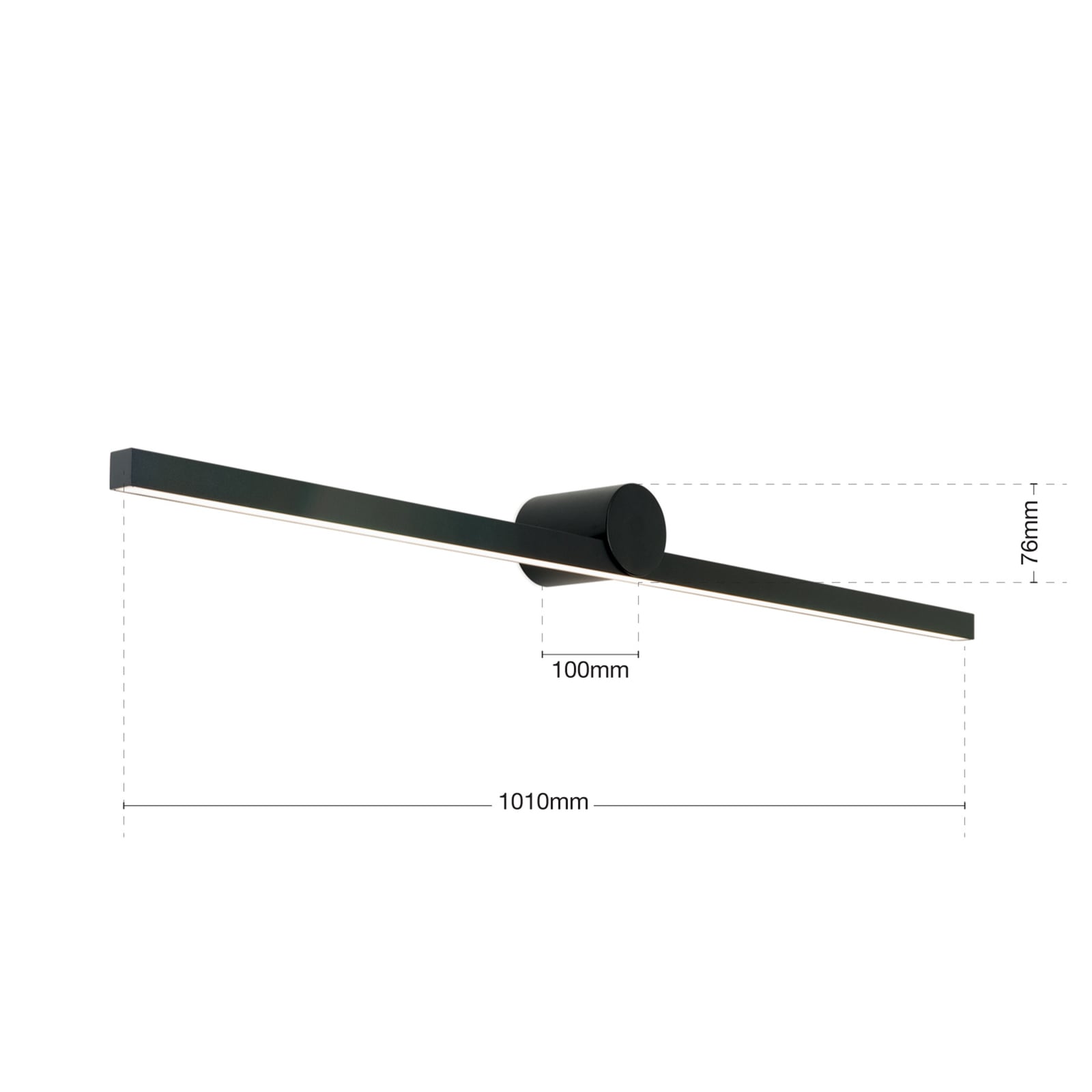 Montert LED speillampe Beauty svart aluminium 101 cm på bad