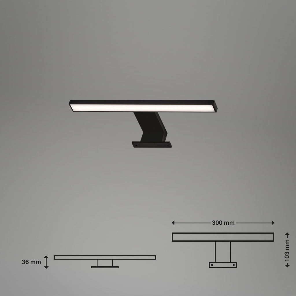 LED speillampe Dun Brilo svart 30 cm IP44 nærbilde