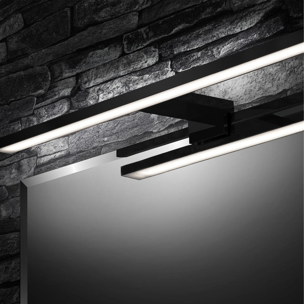 LED speillampe Dun Brilo svart 60 cm 8W IP44 forfra