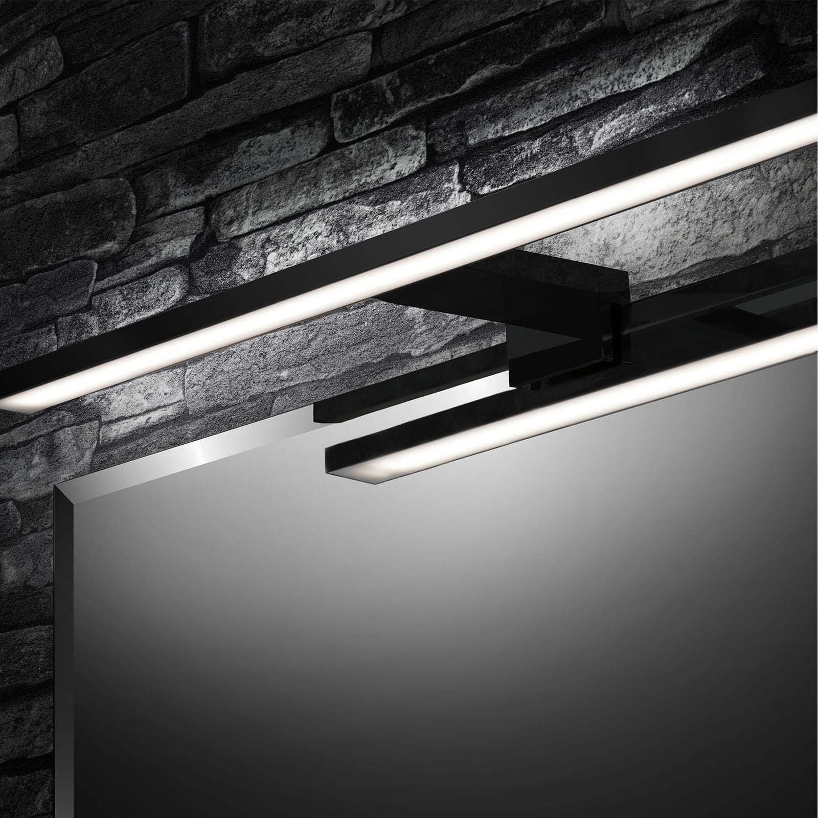 LED speillampe Dun Brilo svart 60 cm 8W IP44 forfra