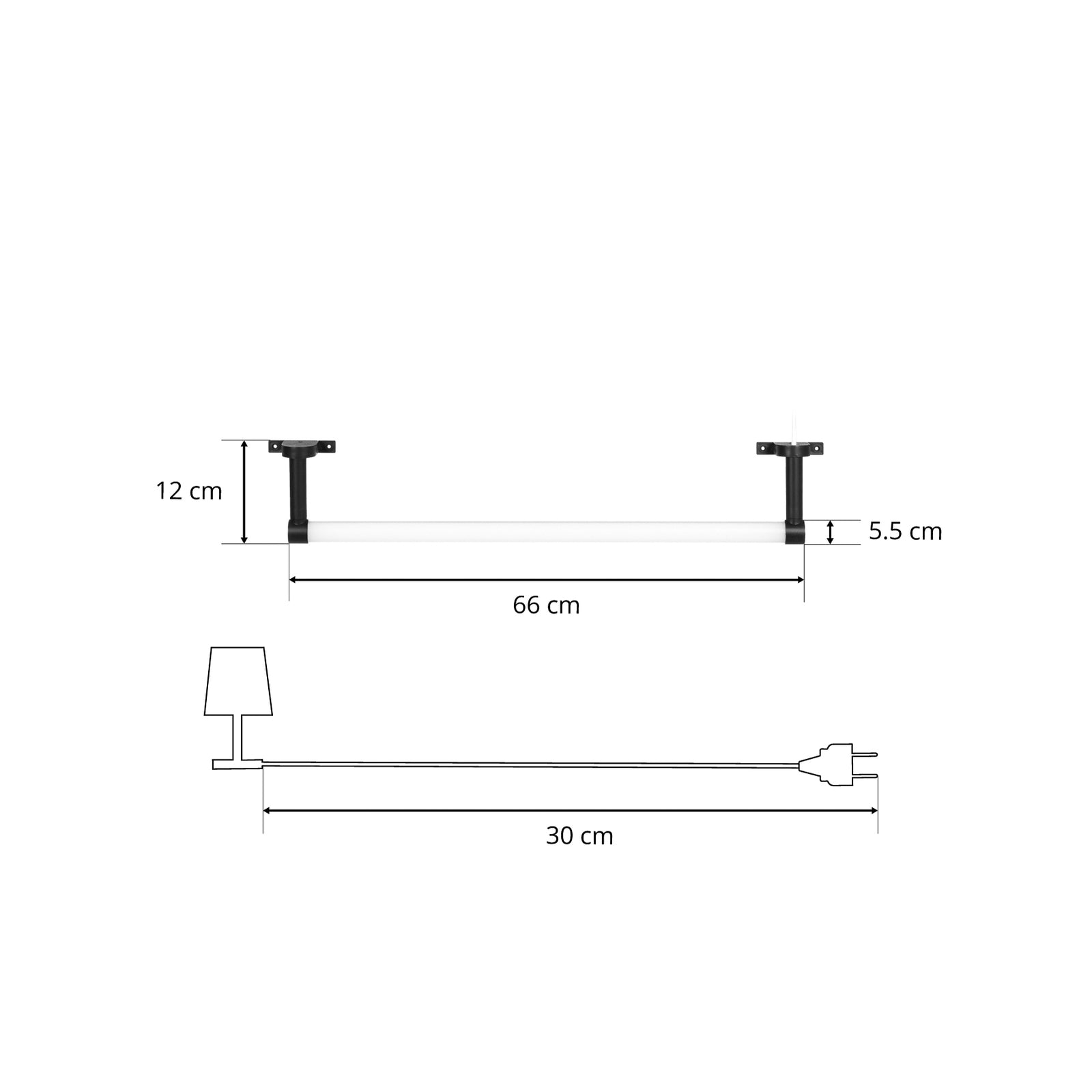 LED speillampe Eleri svart 66 cm vinkel