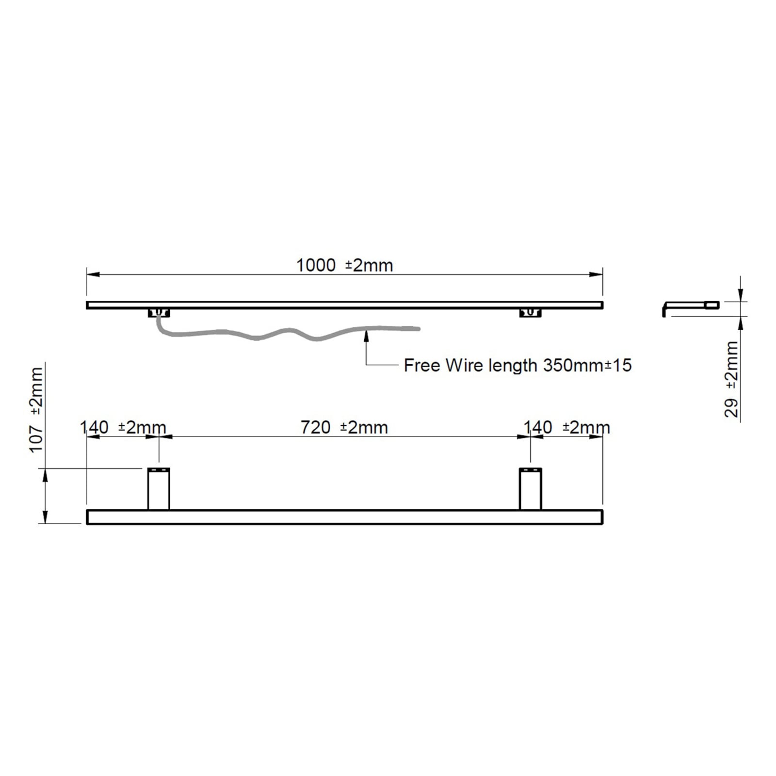 LED speillampe Esther 2 krom 100 cm 15W IP44 installasjon