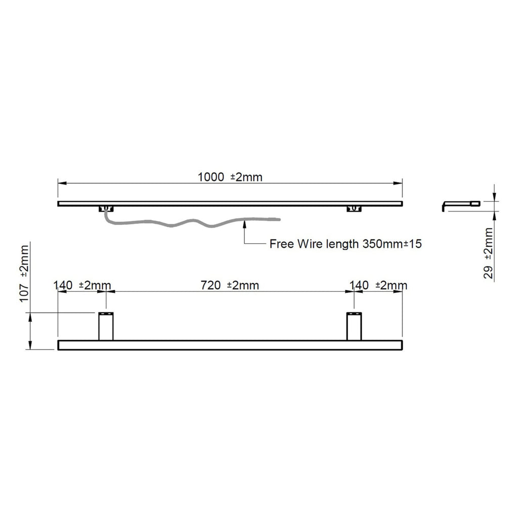 LED speillampe Esther 2 krom 100 cm 15W IP44 installasjon