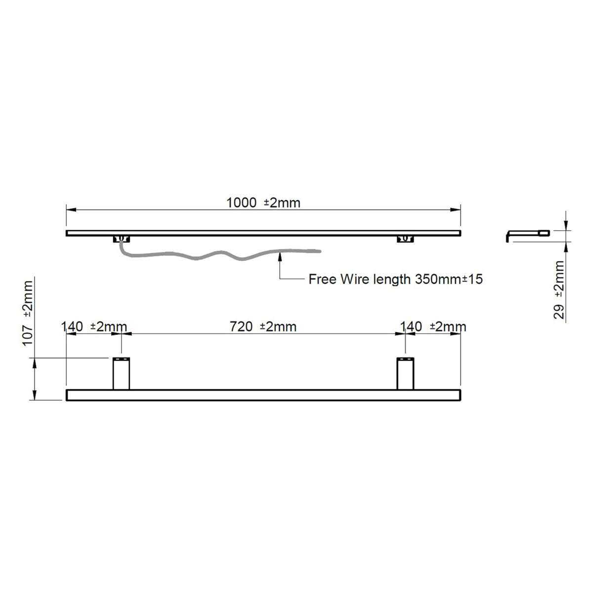 LED speillampe Esther 2 krom 100 cm 15W IP44 installasjon
