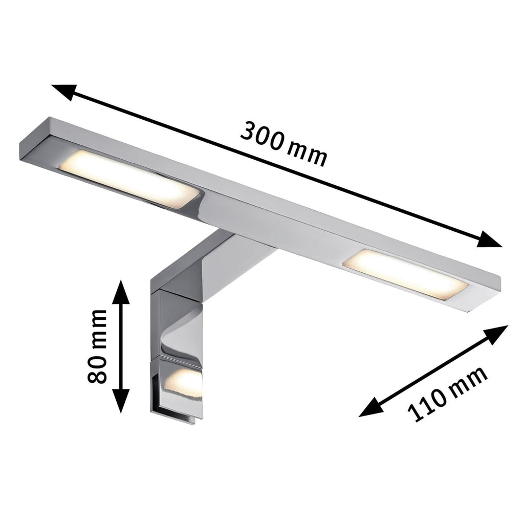 LED speillampe Galeria Double Hook 2-lys krom IP44 montert på speil