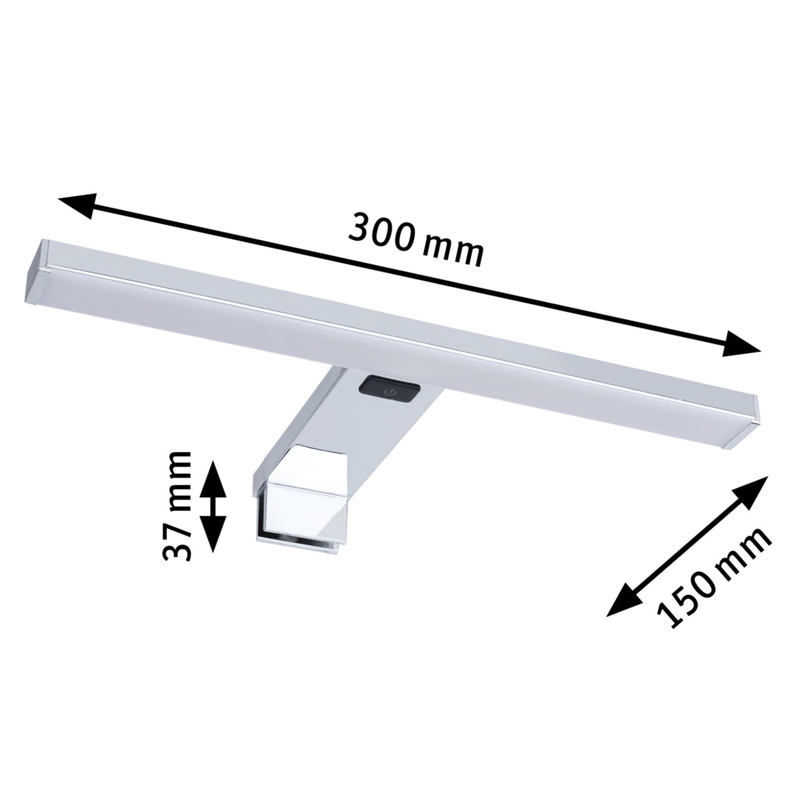 LED-speillampe HomeSpa Selo CCT krom 30 cm med justerbart lys