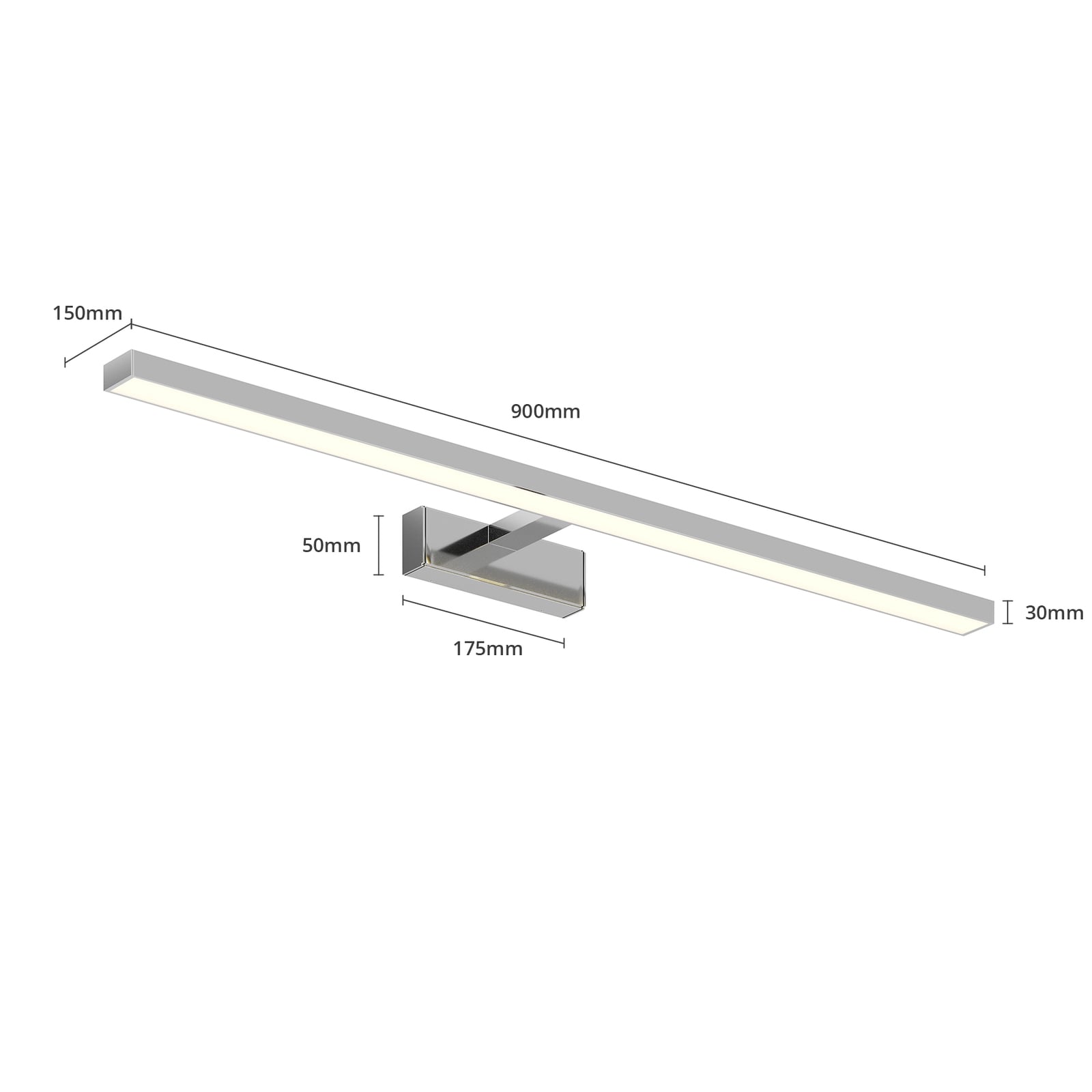 LED speillampe Jukka krom 90 cm 14,4W IP44 - Lindby