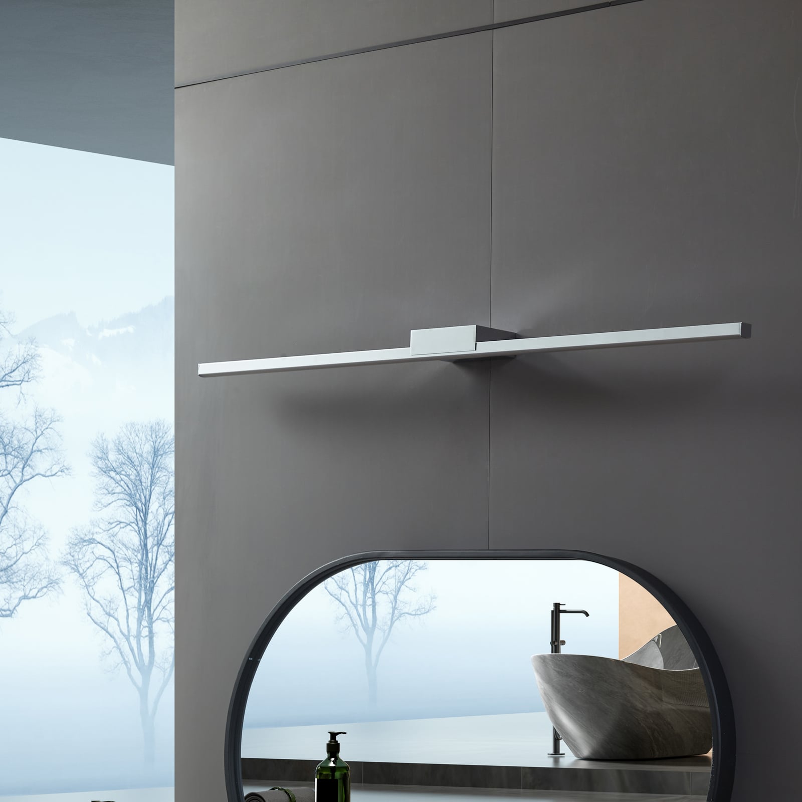 LED speillampe Kivana krom aluminium 90 cm detalj