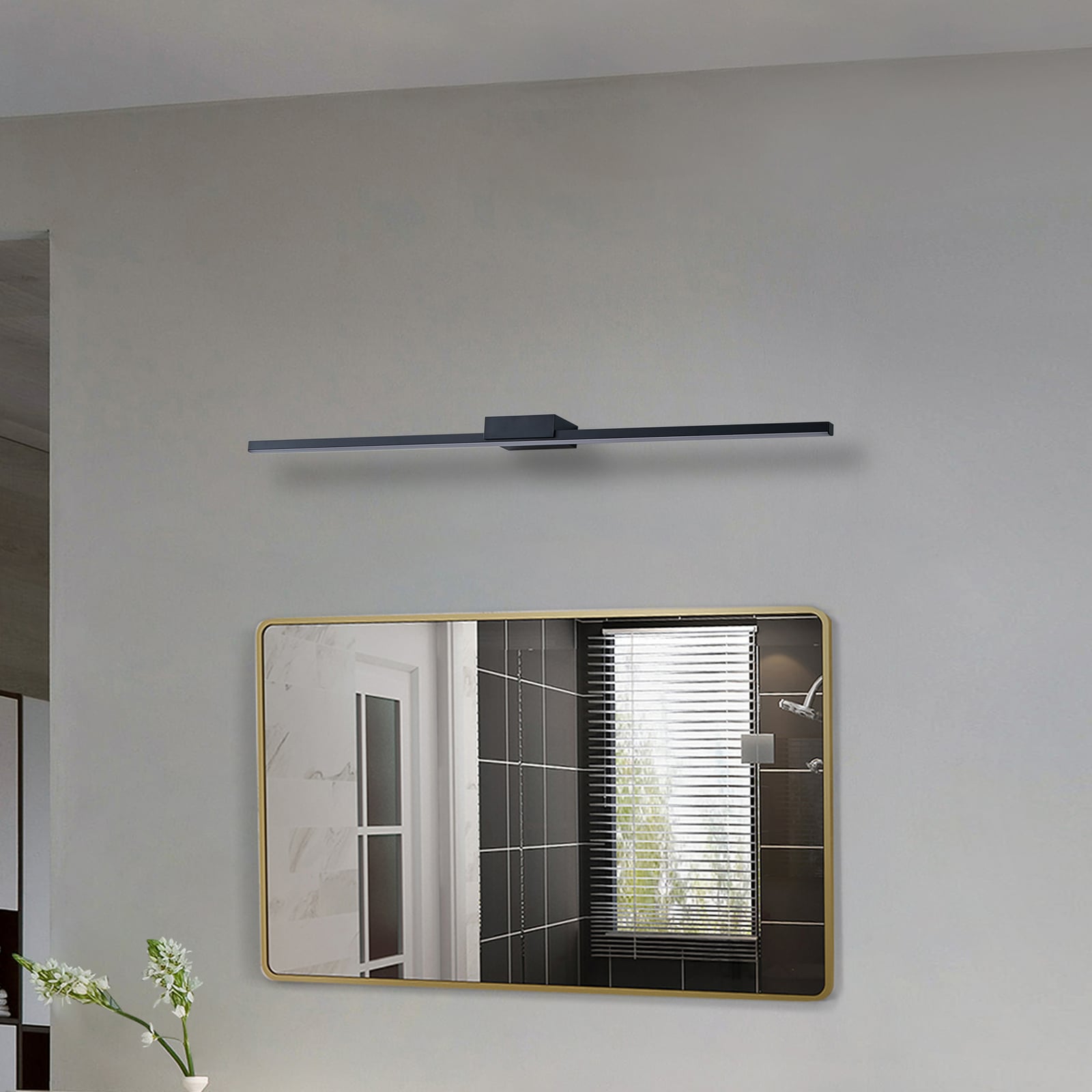 LED speillampe Kivana svart 90 cm detalj