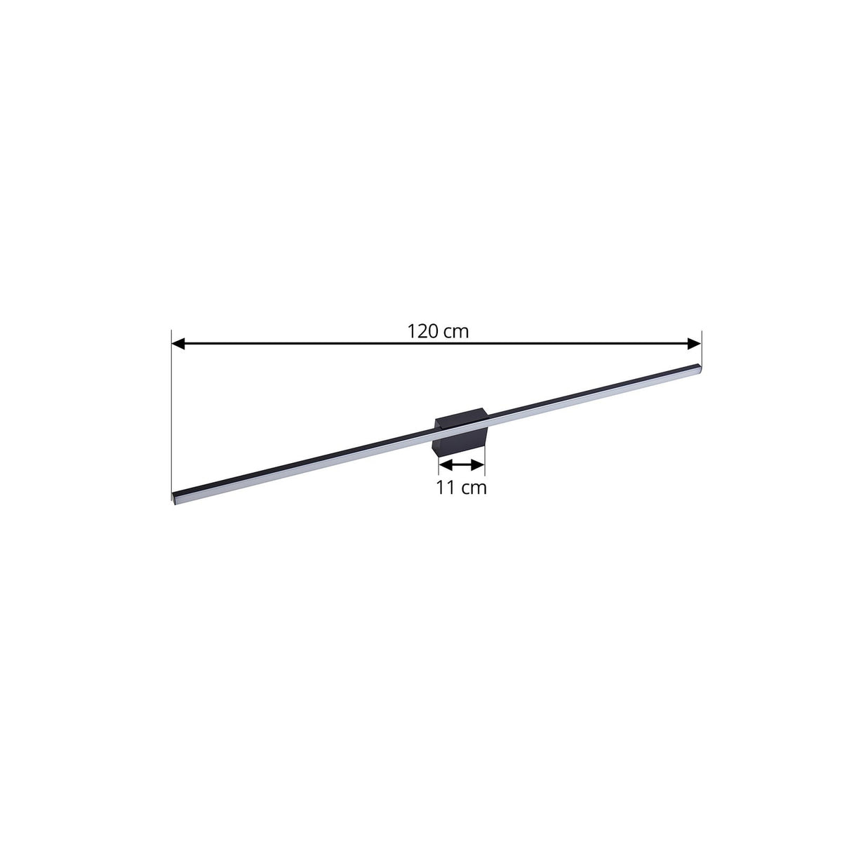LED speillampe Kivana svart aluminium 120 cm detalj