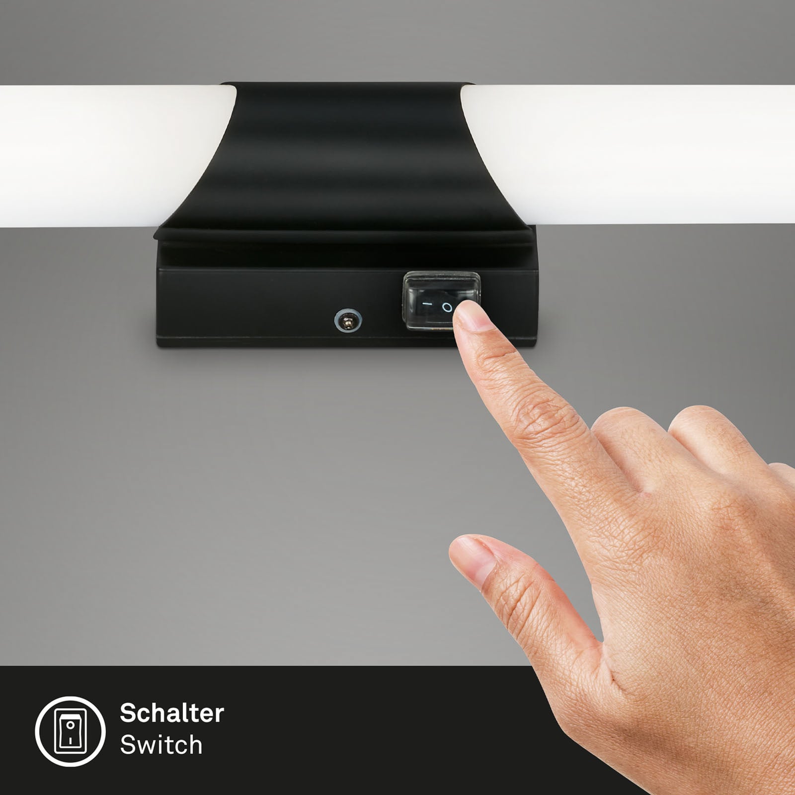 LED speillampe Klak 2-lys svart 47 cm IP44 montert