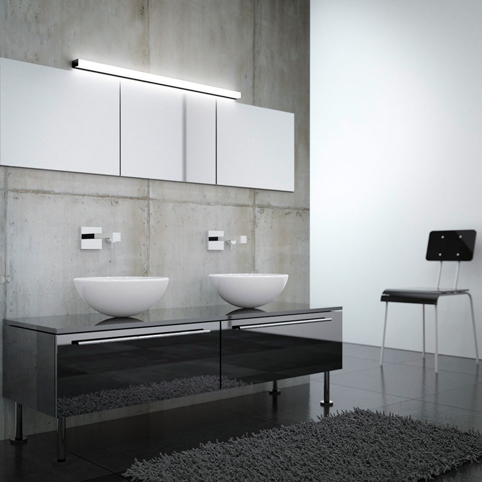LED speillampe Lado svart matt 120 cm detalj på armatur