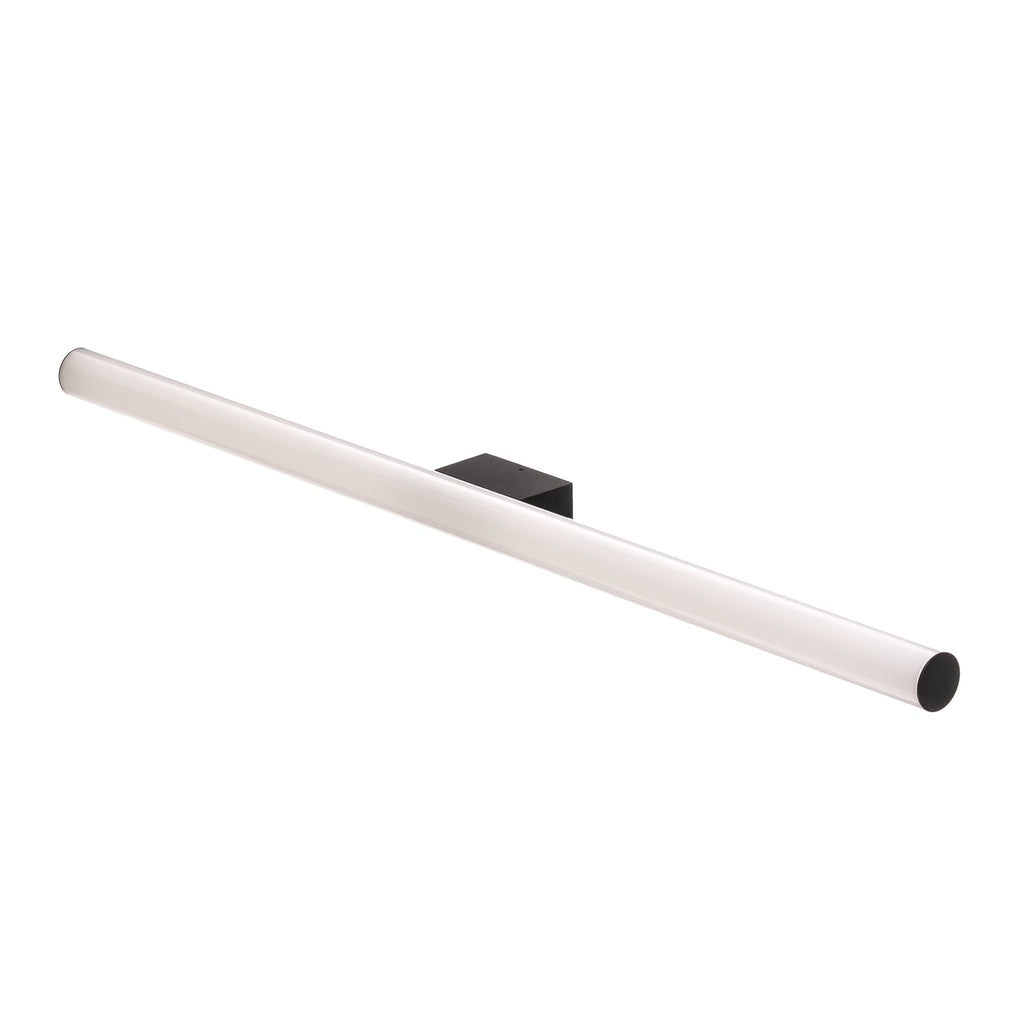 Nærbilde av LED speillampe Loom svart akryl 90 cm lyseffekt