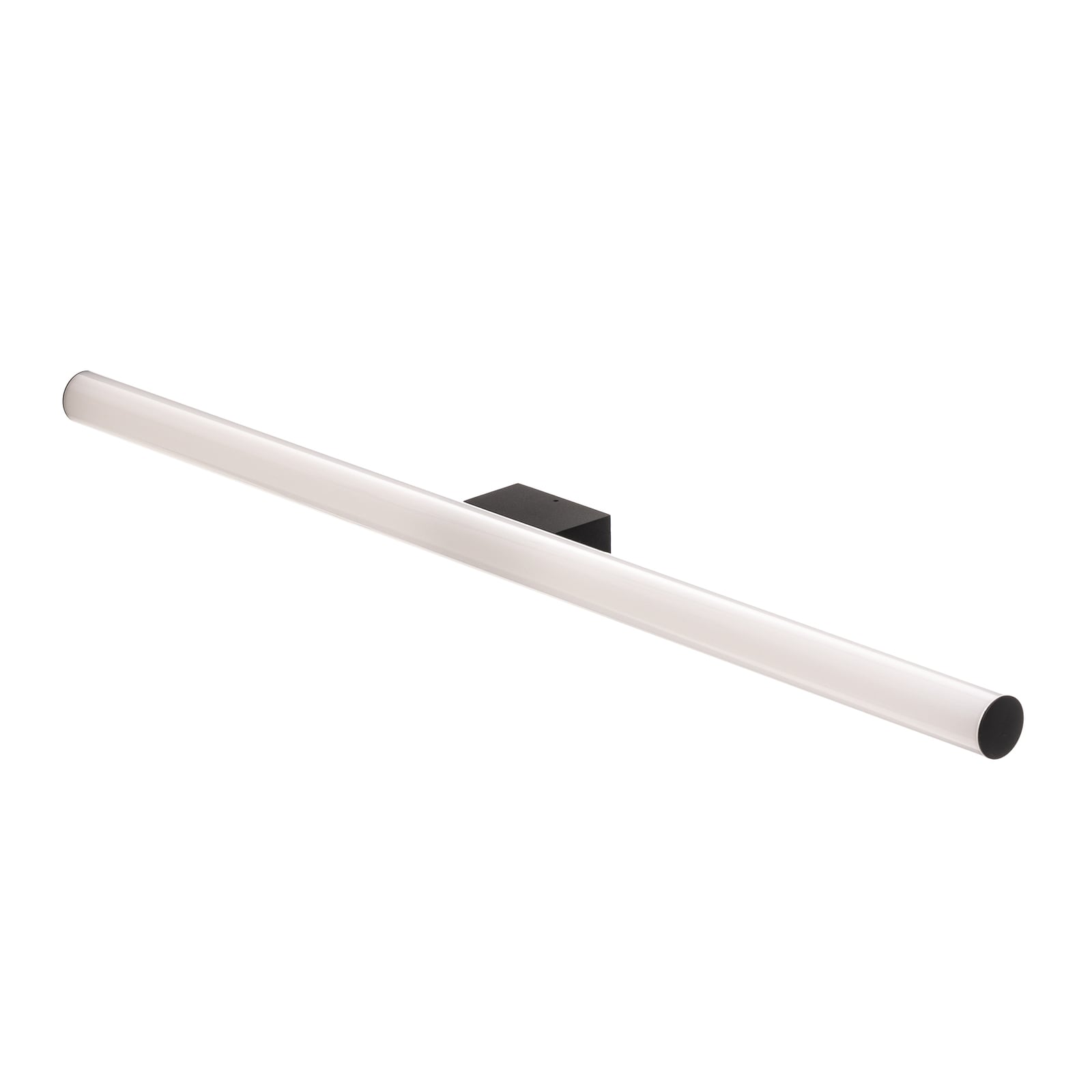 Nærbilde av LED speillampe Loom svart akryl 90 cm lyseffekt
