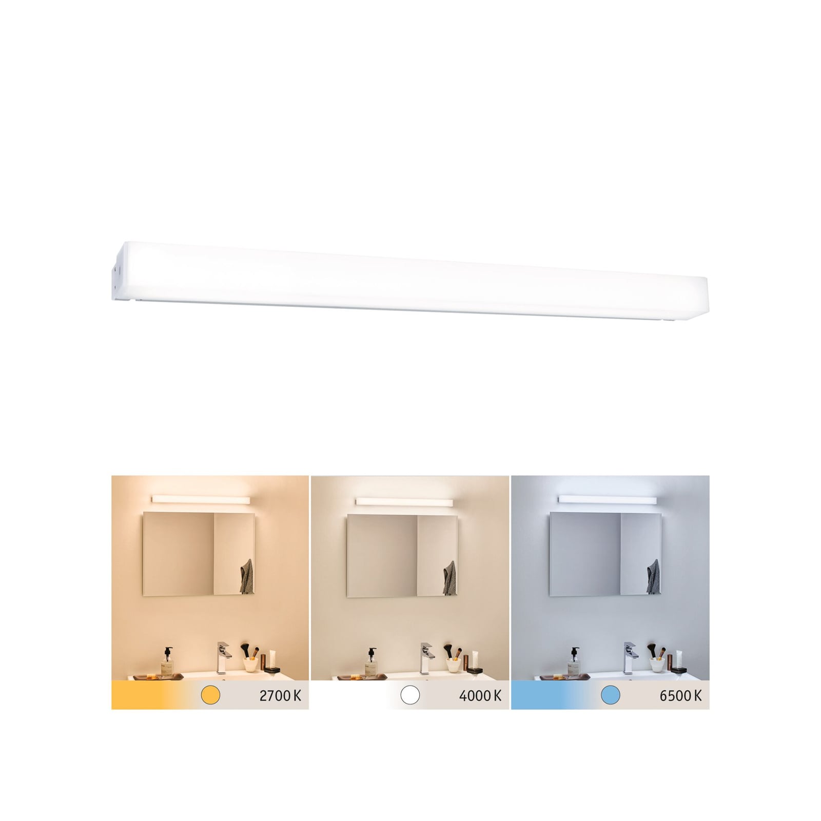 LED speillampe Luno 60 cm hvit IP44 justerbar fargetemperatur forfra