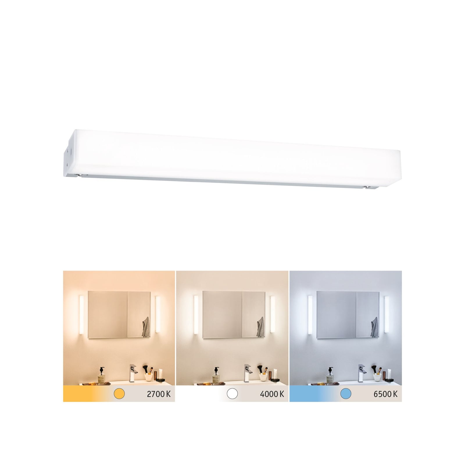 LED speillampe Luno HomeSpa hvit 40 cm IP44 CCT forfra