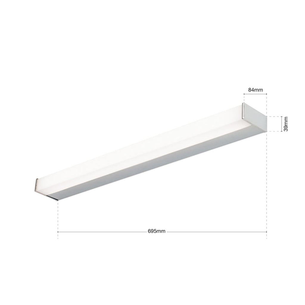 LED speillampe Marilyn krom/hvit 70 cm 17W nærbilde av kromdetaljer
