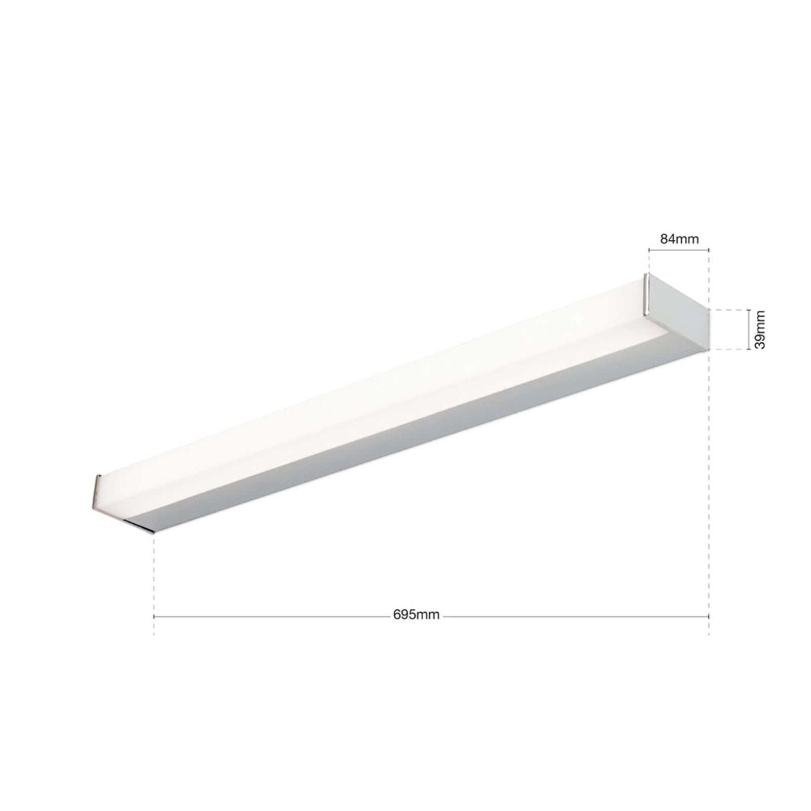 LED speillampe Marilyn krom/hvit 70 cm 17W nærbilde av kromdetaljer