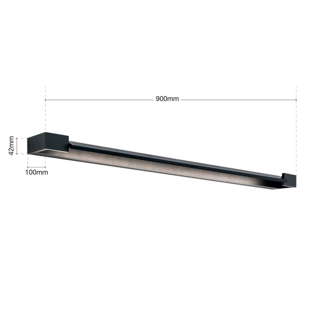 LED speillampe Marilyn matt svart 90 cm IP44 med roterbart element